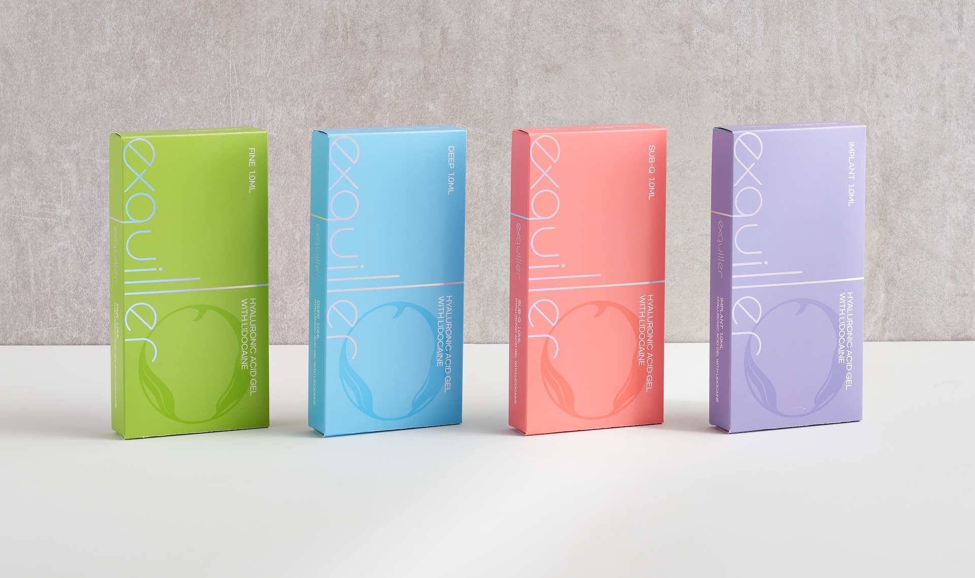 EXQUILLER โปรแกรมฟิลเลอร์ 4 รุ่น พร้อมแพ็กเกจจิ้งโทนขาว-ฟ้า-ม่วง